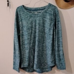 St. John's Bay Green and Blue Relaxed Long Sleeve Sweatshirt